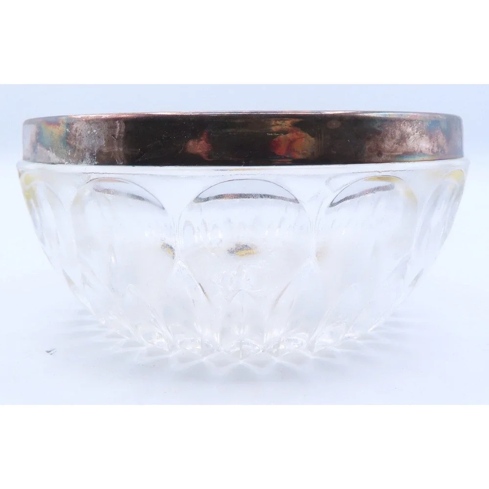 William Adams Lead Crystal Jam Bowl Silver Plated Rim and Spoon West Germany MCM
